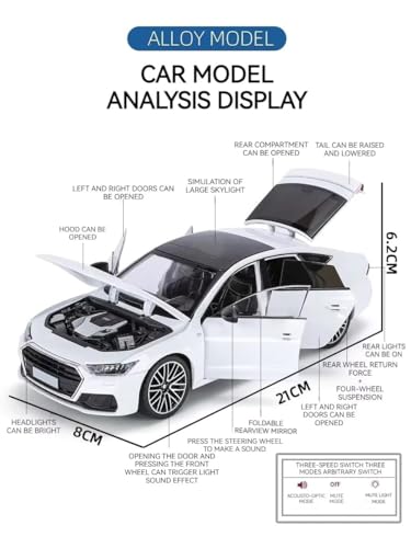 Image of WORSHIPER 1:24 Audi A7 Diecast Scale Model Metal Pull Back Toy car for Kids with Openable Doors & Light, Music Toy Vehicle for Kids?Multicolour?