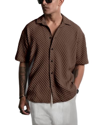 Image of NexaFlair Casual Shirt for Men|| Shirt for Men|| Men Stylish Shirt||Button Down Shirts Half Sleeve Bubble Fashion Textured Shirt