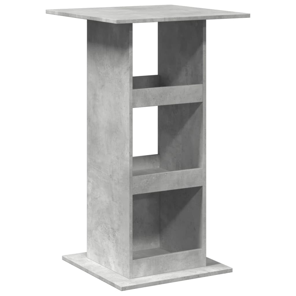 Stół barowy z półkami, szary beton, 60 x 60 x 102 cm, materiał drewnopochodny, trwały stół barowy, uniwersalny stół kuchenny, stół do jadalni do domu