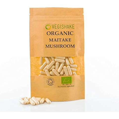 Organic Maitake Mushroom HPMC Capsules Polysaccharid 680mg Vegan Halal Kosher (90 Capsules) Cover
