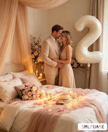 Image of 40 Inch Cream Number 2 Balloon Beige Boho Neutral Party Decoration