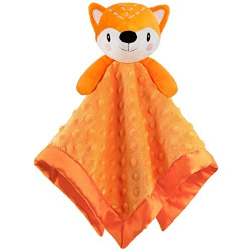 Image of BEILIMU Fox Lovie for Babies Security Blanket Soft Minky Dot Fabric with Silky Satin Backing Baby Snuggle Toy Animal Baby Blanket for Infant and Toddler Orange 13.5 Inch