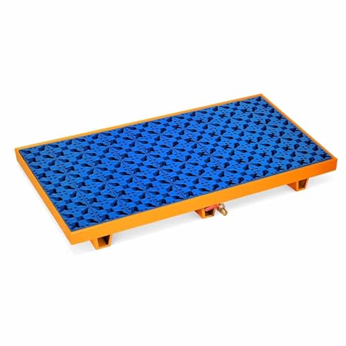 Piattaforma di sollevamento industriale per tamburo dell'olio con vassoio modulare per depositi a prova di perdite con valvola di scarico (LBB49 2X25.6X7.9 pollici)
