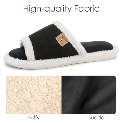 Image of GOEWY Cross Band Slippers for Women with Cozy Memory Foam Machine Washable | Open Toe Summer Cute Slipper,Soft Black House Shoes Slides,Indoor Outdoor Non-Slip Slip On,Gifts for Women Ladies Her Mom