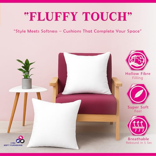 Cushion Inner Pads (Pack of 10), 45 x 45 cm (18" x 18") - Hollowfibre Stuffed Square Pillows - Cushion Insert Decorative - Anti-Allergy Made in Britain UK