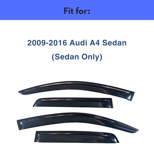 Image of IG Window Visors Fit for 2009-2016 Audi A4 Sedan, Out-Channel Rain Guards Vent Wind Deflectors 4PC, Car Accessories for 09-16 Audi A4 (Sedan Only)