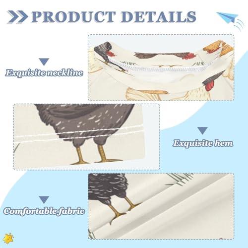 Boys Short Sleeve T-Shirts Chicken Cartoon Pattern Rashguard Kids Swim Shirts Sun UPF 50+ Multicoloured3