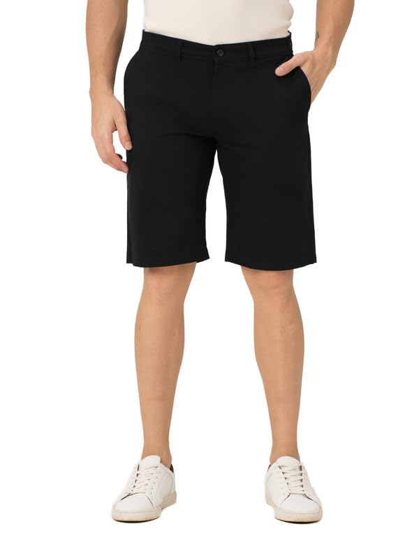 Luxury Cotton Blend Chinos Shorts for Men | Stylish Regular Fit Casual Solid Shorts with Pockets