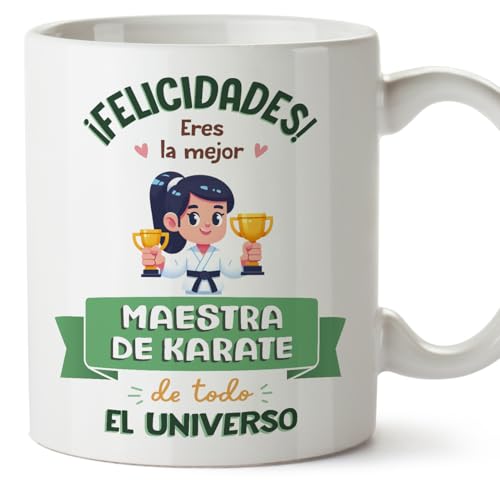 MUGFFINS Tazas para MAESTRA DE KARATE mujer - En Español - Mejor Universo Trofeo - 11 oz / 330 ml - Regalo original y divertido