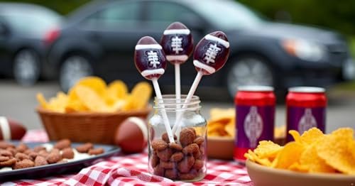 Football Lollipops Candy 20 Pack, Game Day Party Favors, Tailgate Snacks, Sports Party Supplies, Strawberry Flavor