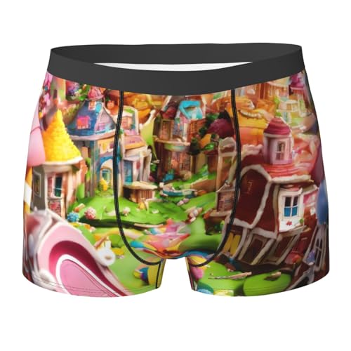 Candy Land Print Men's Boxer Briefs Stretchy Breathable Underwear for Everyday Comfort Wide Range