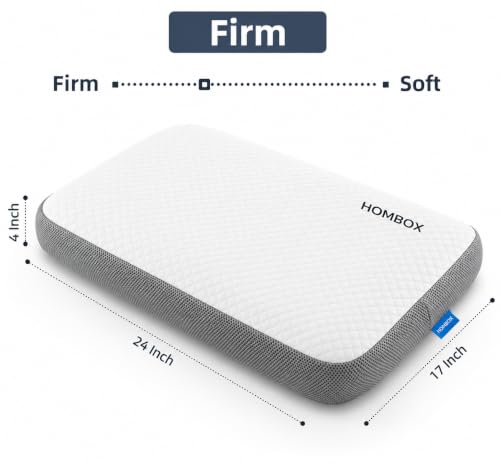Image of HOMBOX Orthopaedic Memory Foam Pillow for Better Shoulder and Neck Support, White /Grey Fabric Queen Size, Pack of 01