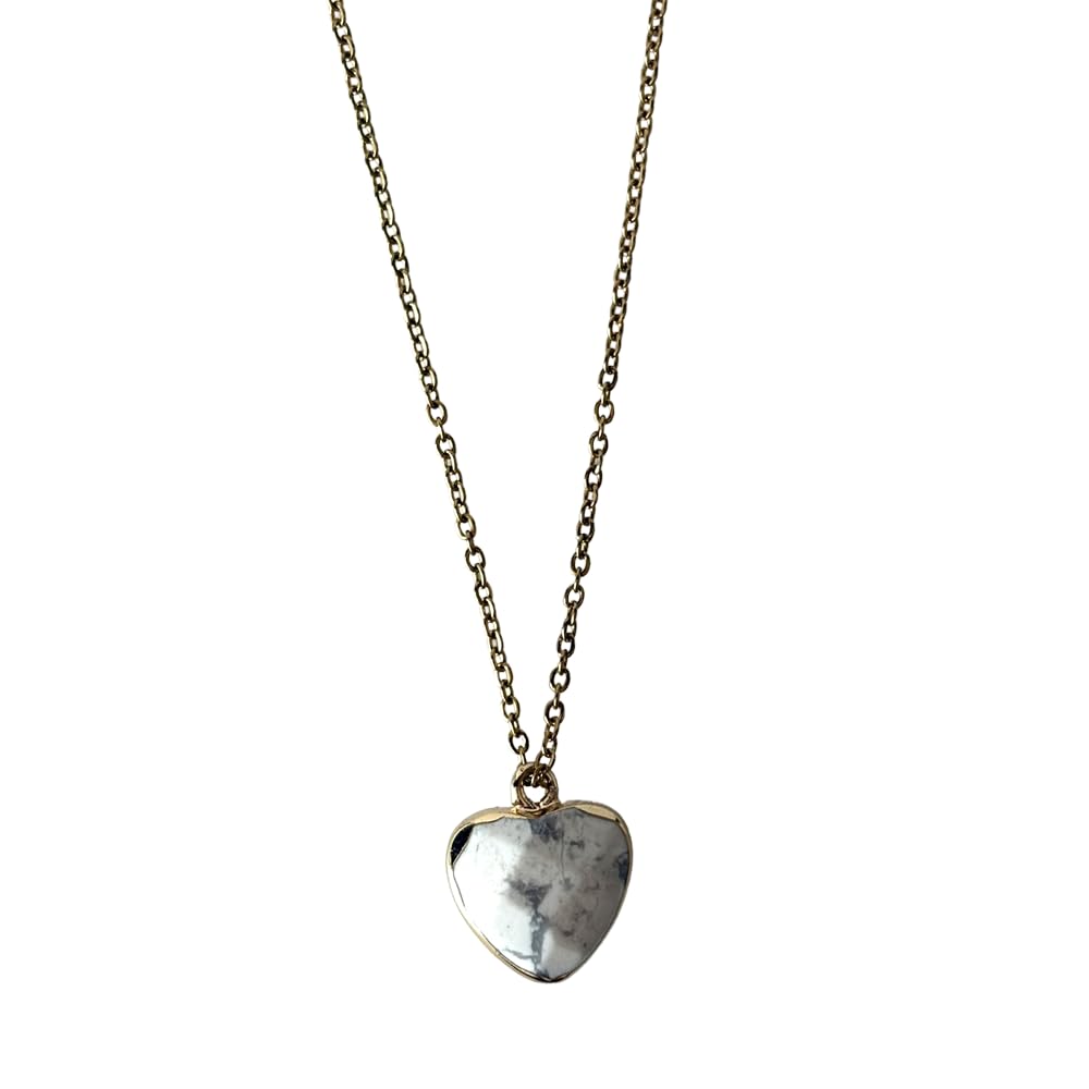 VIE Halo Gemstone Pendant, Heart, Howlite