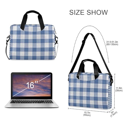 Maletín portátil para laptop 15.6" azul a cuadros miniatura 5