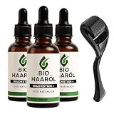 3x Premium BIO Haaröl Wachstum+¹ inkl. Premium Derma Roller von Seifenfreund | Pflege für voller, dichter & gesünder wirkendes Haar | mit Schwarzkümmelöl, Rosmarinöl, Kürbiskernöl, Rizinusöl & mehr
