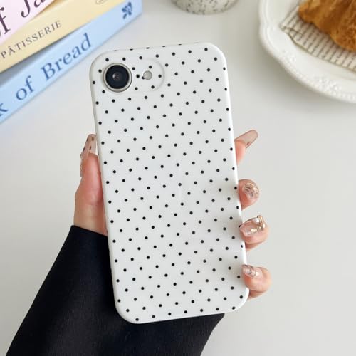 Étui iPhone 17e tendance pour femmes et filles style brillant à pois blanc