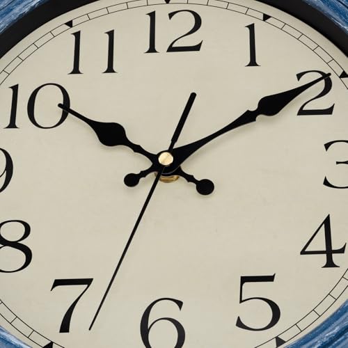 Image of Foxtop 12 Inch Wall Clocks Battery Operated Silent Non-Ticking Classic Vintage Retro Wall Clock Decorative for Office Living Room Kitchen Home (Blue)