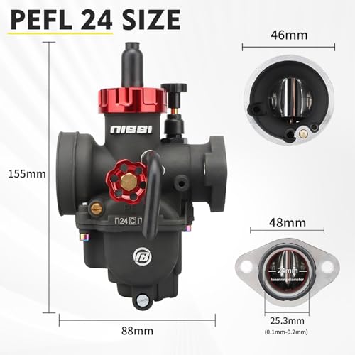 Image of NIBBI 24mm Carburetor Performance Kit, PE24FL Carb with Motorcycle CNC Air Filter Fit for Pit Bike Dirtbike Minibike ATV 150cc Tao Tao SSR Apollo Pradator 212
