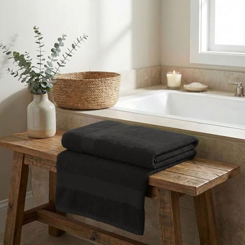 Trident 100% Cotton Bath Towel 70x140cm Black 1 Pieces - Image 5