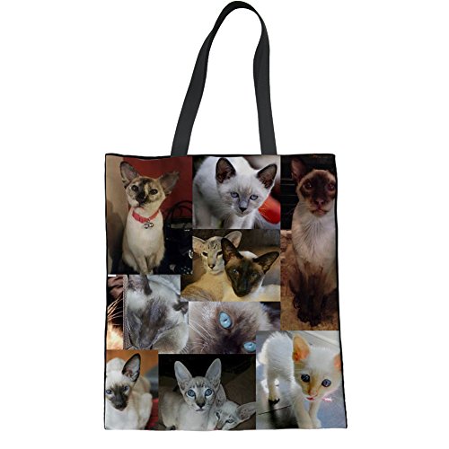 Coloranimal Animal Cat Reusable Linen Tote Gym Sport Yoga Running Walking Shoulder Bookbag
