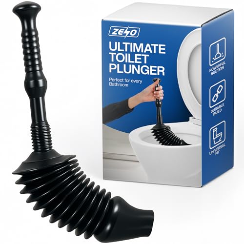 ZENO Powerful Toilet Plunger | Toilet Unblocker | Plunger Toilet Unblocker | Toilet Plungers for Unblocking | Toilet Unblocker Heavy Duty | 8x More Power Than Other Plungers | Easily Unblock Toilets