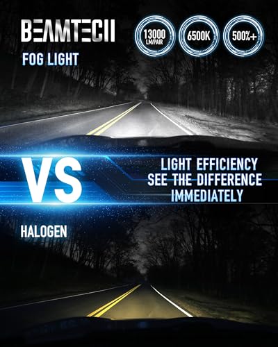 Image of BEAMTECH 9006 Fog Light Bulbs,6500K 20000LM Plug Play Pack of 2