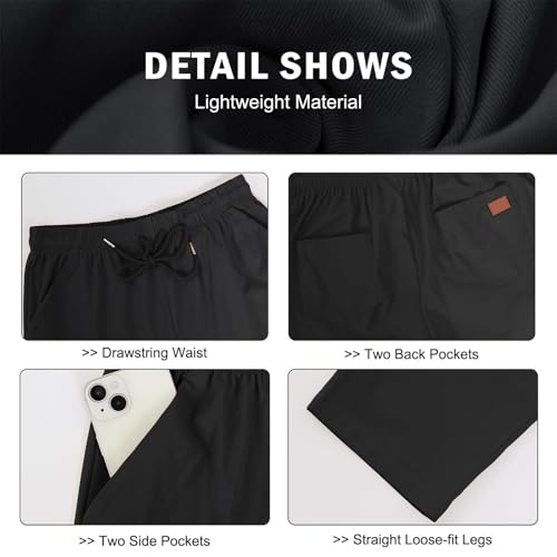 Cargo Pants for Men Solid Color Straight Cargo Trousers Wide Leg Drawstring Elastic Waist Cargo Pants4