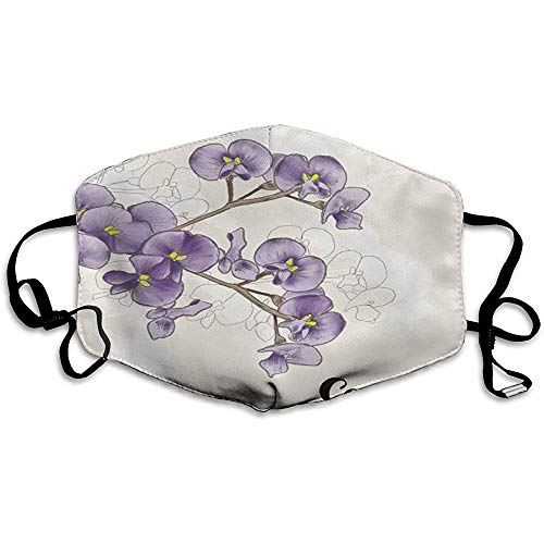 Flores Brotes Hoja en la Parte Superior Izquierda Patrón Máscaras bucales Unisex Antipolvo Gripe Máscara Reutilizable Lavable Diseño de Moda para Mujeres Hombres