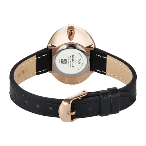 Image of Fastrack Vyb Mirage Quartz Analog Black Dial Black Split Leather Strap Watch for Women - FV60103WL01W