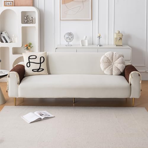 Image of HOKIPO 'Serenity Tassel' Chenille Sofa Arm Cover with Tassels - 1 Pair | Chestnut Luke (IN-893-BR*2)