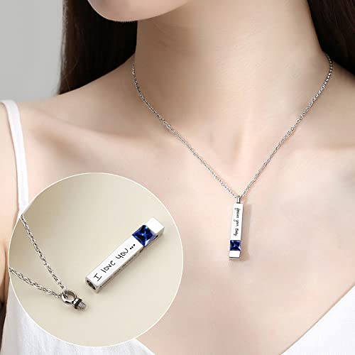 Custom Urn Necklaces for Ashes - Cremation Jewelry with Birthstone Crystals Name Necklace Pendant Personalized Memorial Keepsake for Ash Women Men Kids3