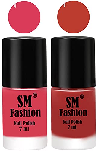 Image of Long Lasting Nail Polish | Nail Paint Combo 7 ml Each) - Set of 2 Rose-Dark Peach