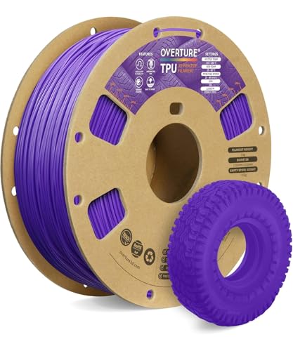 Image of OVERTURE TPU 95A Flexible 3D Printer Filament 1.75mm, 1kg Purple | High Elasticity & Durability Filament, 1kg Spool (2.2lbs), Fit Most FDM Printer (Purple)