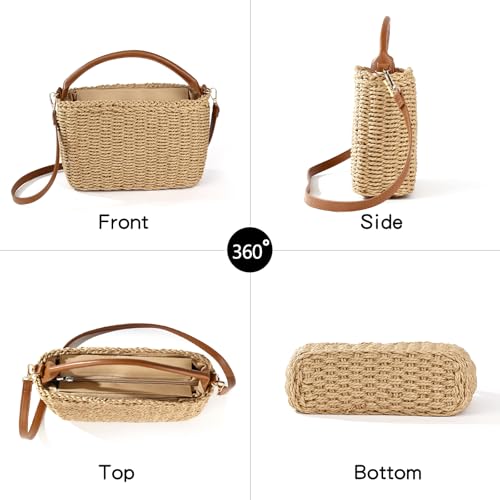 Image of Richeart Summer Purses for Women 2025 - Handwoven Straw Crossbody Bag - Boho Beach Vacation Clutch Purse
