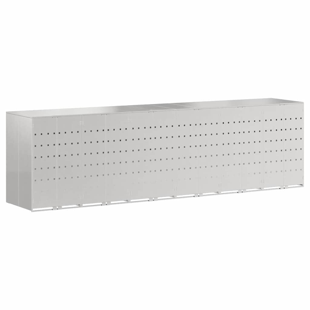 Genérico Almacenamiento de Cubos Wheelie para 3 Cubos Plateado,Productos del hogar,Accesorios para contenedores de residuos,Soportes para contenedores de residuos-3394792