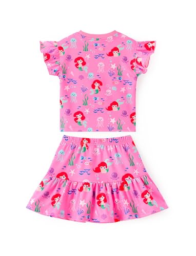 Image of Disney Frozen Elsa Minnie Mouse Stitch Princess Girls' Skirt Sets Ruffle Short Sleeve Clothes 2pcs Outfits Summer Dress 2-9Y