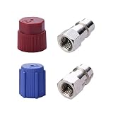 ThreeH R22 R12 do R134A adapter do konwersji wysokiej/niskiego prądu zmiennego AC, czerwony, niebieski, środek chłodzący do samochodu, doposażenie 7/16 na 3/8 (2 sztuki)