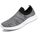 Kanlanlo Mens Slip On Walking Shoes Gym Shoes Laceless Sneakers Without Laces Lightweight Breathable Zapatos para Hombre Tenis para Hombres (Grey White, Adult, Men, 8, Numeric, Medium)