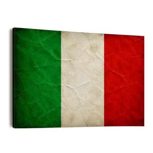 Canvas Wall Art Prints Grunge flag Italy Striped Symbol Effect Torn Weathered Large Framed Artwork Wall Paintings Pictures Posters 24"x36" Home Decor for Living Room Office Bedroom