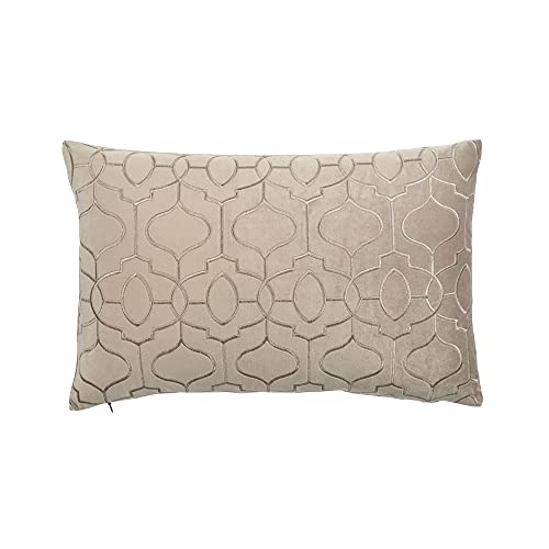 Lush Decor Velvet Geo Decorative Throw Pillow Cover, 20' W x 13' L, Taupe - Rectangle Pillow Cover - Throw Pillows For Bed, Couch, Or Chair