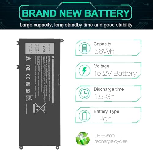 Image of 56WH 33YDH Laptop Battery for Dell Inspiron 17 7000 7778 7779 7786 7773 15 7577 G3 3579 3779 G5 5587 G7 7588 Latitude 13 3380 14 3490 15 3590 3580 PVHT1 P30E 81PF3 081PF3 (33YDH)