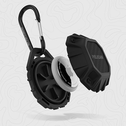 Image of Pelican Marine AirTag Holder - Waterproof AirTag Keychain with Carabiner Clip [Impact Resistant] [Travel Essentials] Protective Apple Air Tag Case for Dog Collar, Backpack, Keys, Luggage - Black