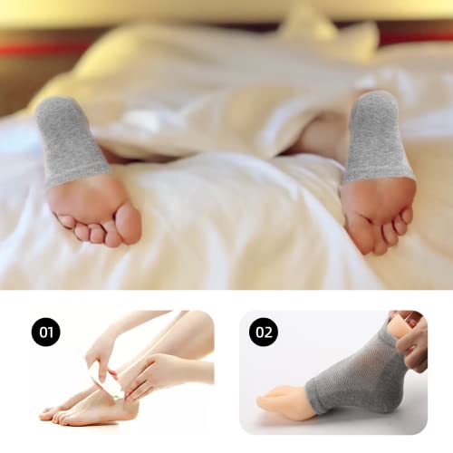 6 Pairs Moisturizing Heel Socks, Gel Toeless Spa Socks For Dry Cracked Feet, Reusable Women Men Open Toe Sock, 6 Colors #TOP5