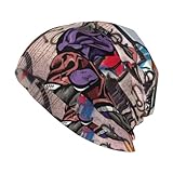 FDNUPIAN Basketball Graffiti Hip Hop Hippie Men Beanie Hat Cap Winter Softknit Stocking Cap Slouchy Headwear for Adult Outdoor