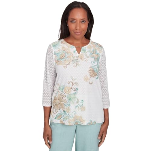 Alfred Dunner Women's Textured Knit Scroll Top,...