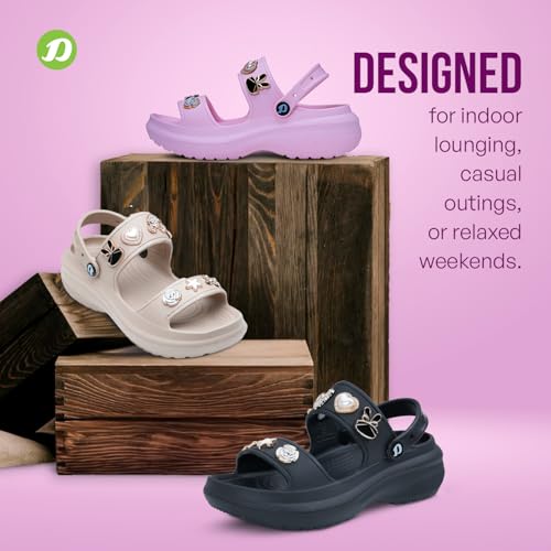 Image of DOCTOR EXTRA SOFT Women's Metallic Charms Fashion Slippers /Sandals With Adjustable Back Strap|Comfortable|Lightweight|Stylish & Anti-Skid|Waterproof Casual Beach Slides Mules Girls & Ladies D-533