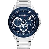 dolce gabbana uhr gold herren Blaues Zifferblatt Tommy Hilfiger Multi Zifferblatt Quarz Uhr für Herren mit Silbernes Edelstahlarmband - 1791932