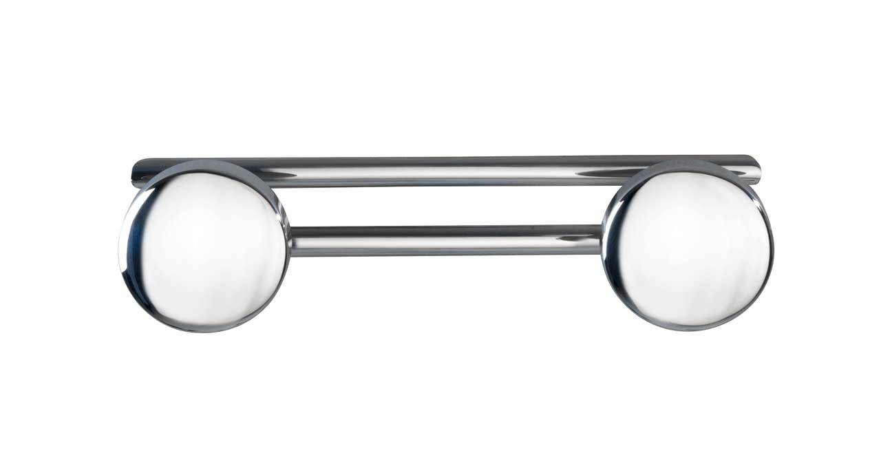 Wenko Basic Railing with 2 Hooks, Stainless-Steel, Silver, 24.5 x 3.3 x 6.5 cm