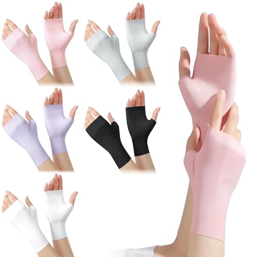 Scettar 5 Paar UV-Handschuhe Fingerlos für Damen, Sonnenschutz Mädchen Sommer Outdoor Reisen Women's