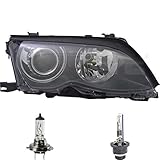 H7 12V 55W PX26d Xenon Scheinwerfer links Schwarz D2S/H7 für 3er Touring E46 inkl. OSRAM Lampen mit Stellmotor LWR ohne Steuergerät LWR